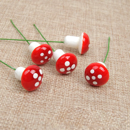 50pcs Cute Red Mushroom Model Garden Embellishment Small Decoration Suitable