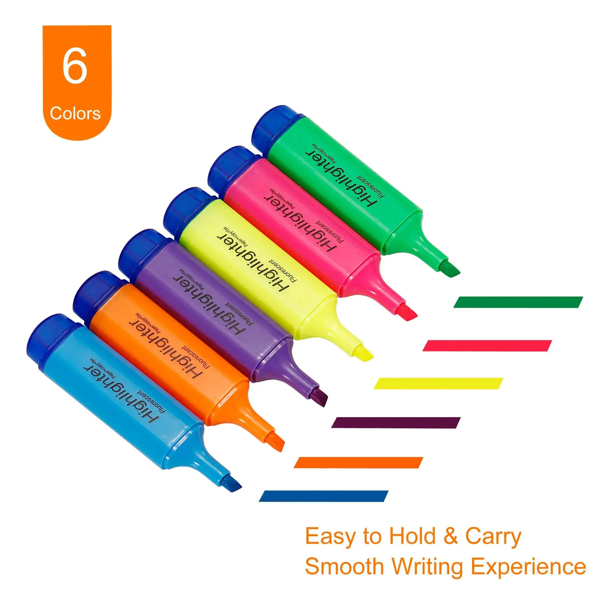 4Pc OR 6Pc Highlighter Fluorescent Pens Broad Tip Writing Marker Pens for Art Drawing Doodling Marking Office Stationery School Supply