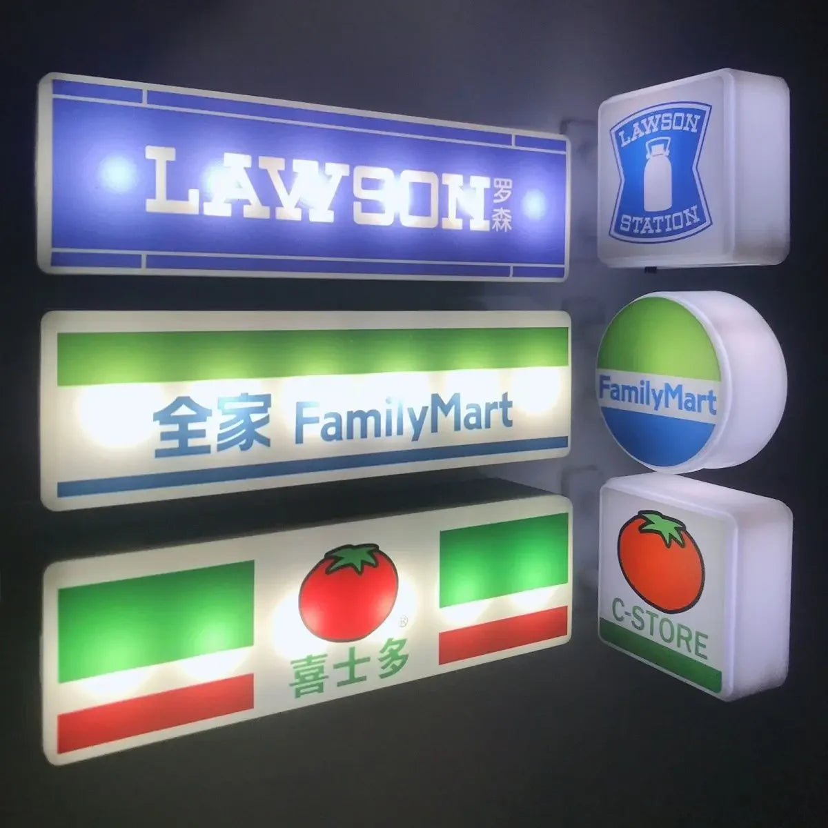 Convenience Store Fridge Magnet Miniature Model Magnetic Attraction Decorative Night Light Atmosphere Light Glowing Signboard
