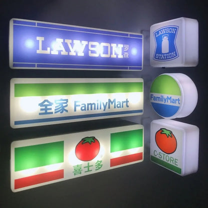 Convenience Store Fridge Magnet Miniature Model Magnetic Attraction Decorative Night Light Atmosphere Light Glowing Signboard