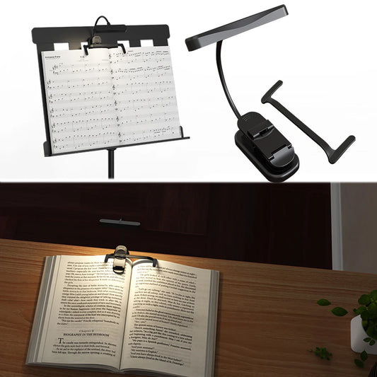 LED Music Stand Light with Flexible Neck Clip On Reading Light Touch Stepless Dimming Clip On Book Lamp for Home Office