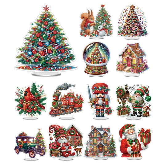 Christmas Special Shaped Desktop Diamond Art Kits Acrylic Diamond Painting Desktop Ornaments Kit for Home Office Desktop Decor