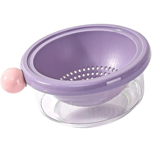 Kitchen Strainer Colander Bowl Drain Bowl Double Layer Home Multifunctional 2 in Colander Set for Food Mixing Salad, Violet 24x1