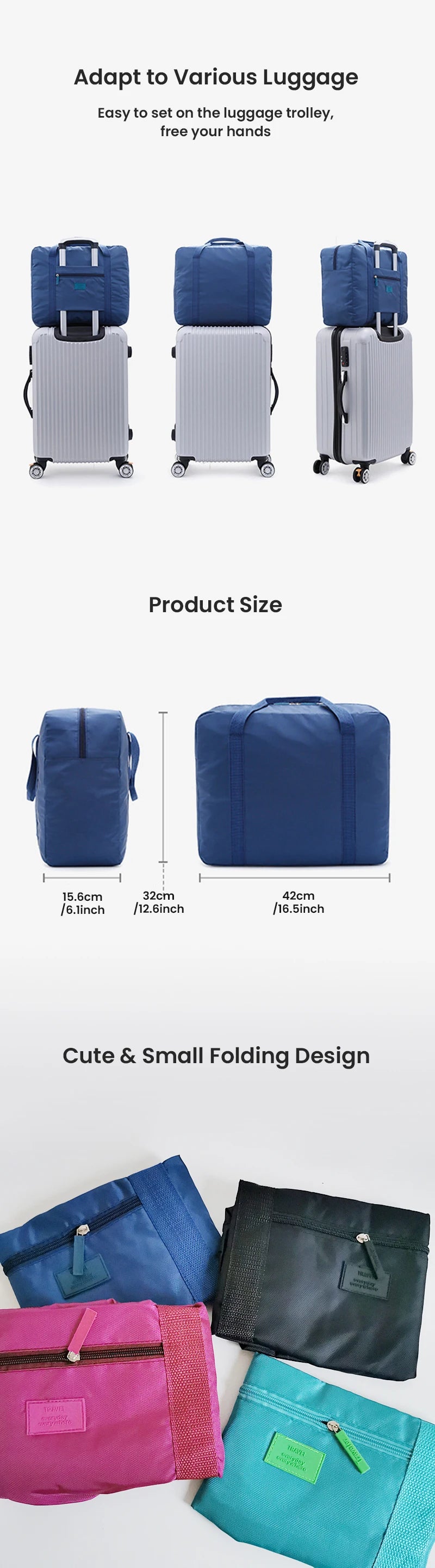 20L Travel Duffel Bag Lightweight Foldable Tote Carry On Luggage
