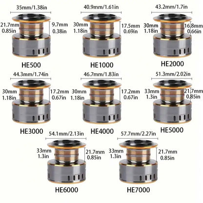 1 Piece Two-Hand Rotating Fishing Reel, He1000-7000 Series, 5.2:1 Gear Ratio, 22.05lb Extraction, Smooth and Sensitive Aluminum Alloy Body, Pa Nylon, Left/Right Hands Can Be Changed, Suitable for Freshwater and Saltwater