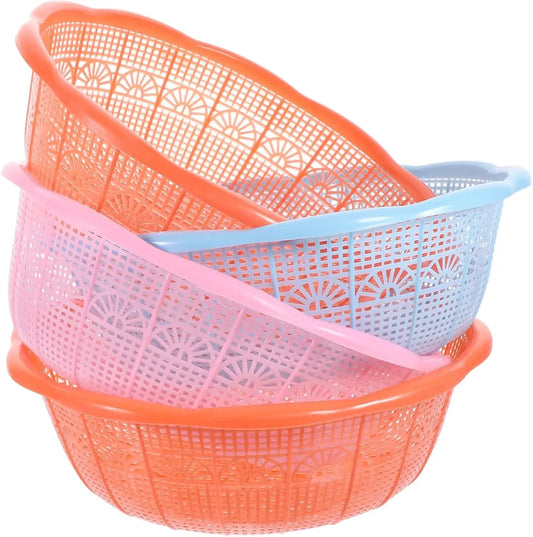 Multifunctional Plastic Rice Washing Basket Set 4pcs Colander for Fruits and Vegetables Sturdy Kitchen Tools Handle for Easy Dr