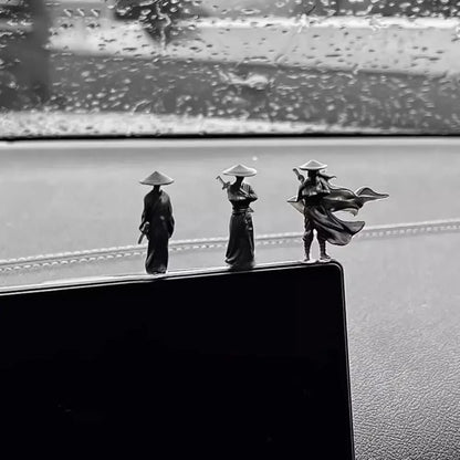 6Pcs/set Mini Chinese Swordsman Figure Exquisite Ancient Car Statue Ornament Cartoon Swordsman Miniatures Interior Decor