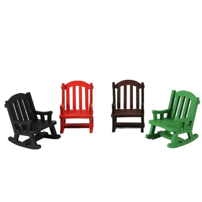 Wooden Mini Rocking Chair Desktop Decor Dollhouse Accessories DIY Ornament Miniature Landscape Chair Model Home Office Display