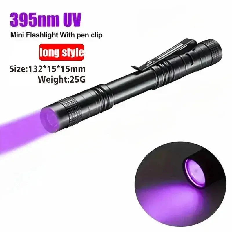 1-8PCS 395nm UV Pen Light,Blacklight Flashlight with Clip Portable Detector for Hotel/Pet Urine/Bed Bugs/Camping(AAA Battery)