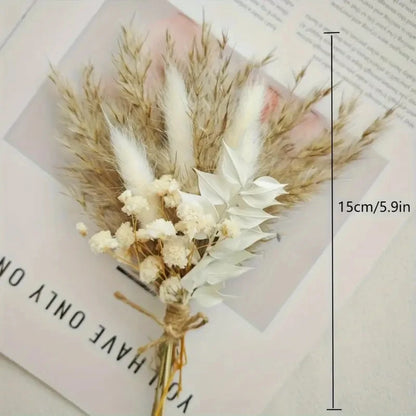Mini Dried Flower Bouquet Set of 12 Boho Wedding Decor Boutonniere for Men Table Centerpieces Pampas Grass For Birthday Cake