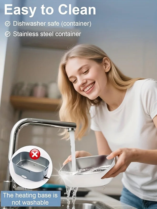 1.5 L 60W Electric Lunch Box Food Warmer Portable Food Heater for Car Or Home - Leak Proof, Lunch Heating Microwave for Truckers