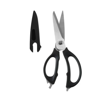 4 in 1 Stainless Steel Scissors with Nonslip Handles in Black for Kitchen Gardening Craft and Office Use Durable Ergonomic and