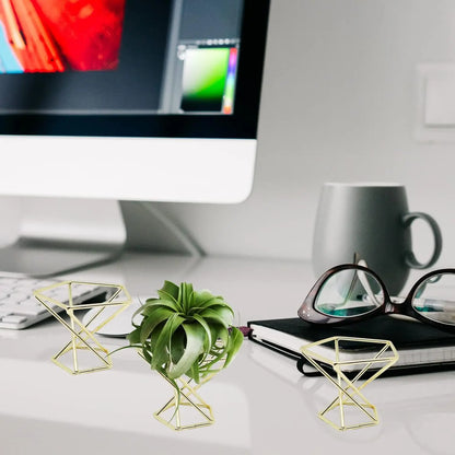 20 PCS Air Plants Holders Unique Geometric Metal Plant Stands Airplants Container Live Air Fern Display Racks Small Decor Items