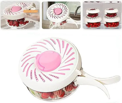 New Fruit Washing Bowl with Strainer Lid and Handle,3 in 1 Multipurpose Drain Basket,Fruit and Vegetable Washer,Fruit Colander S