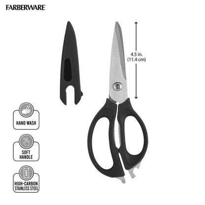 4 in 1 Stainless Steel Scissors with Nonslip Handles in Black for Kitchen Gardening Craft and Office Use Durable Ergonomic and