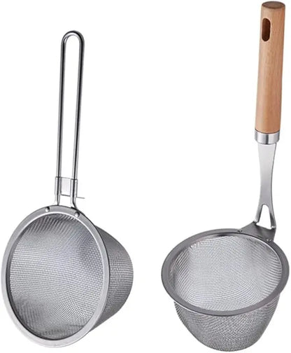 304 Stainless Steel Hot Pot Strainer Spoon Set Hook Fine Mesh Filtering Scoop for Cooking and Draining Kitchen Gadget for House