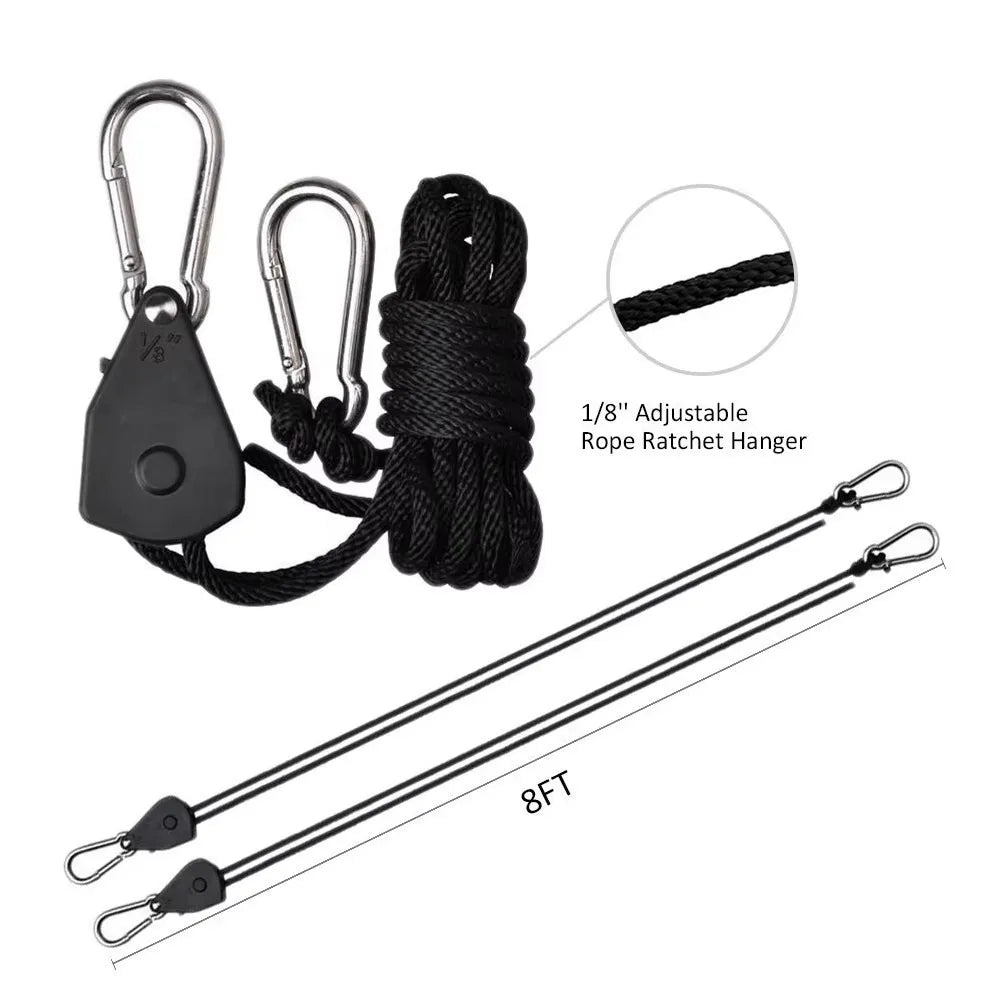 2PCS Heavy Duty Adjustable Ratchet Rope Hangers, 150lb Capacity, Tent Cargo Ties
