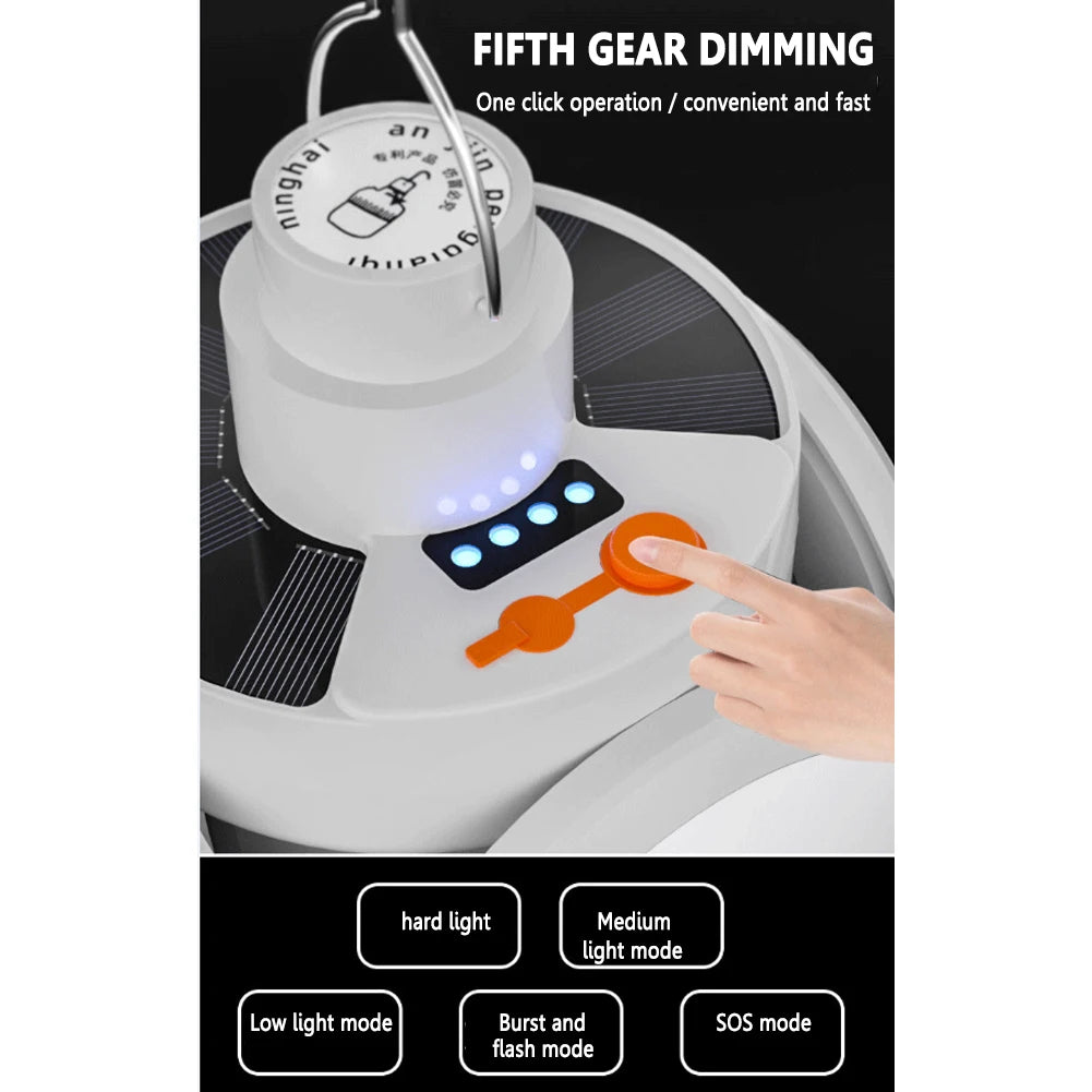 Solar LED Camping Light USB Rechargeable Light Bulb for Outdoor Tent Lamp Portable Lanterns Emergency Lighting Lantern