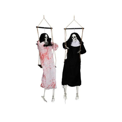 Outdoor Halloween Decorations - 2 Packs Hanging Ghosts Decor with Light-Up Eyes & Scary Scream, 3ft Grim Reaper Swinging Ghost