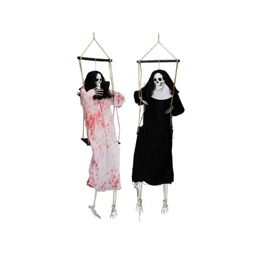 Outdoor Halloween Decorations - 2 Packs Hanging Ghosts Decor with Light-Up Eyes & Scary Scream, 3ft Grim Reaper Swinging Ghost