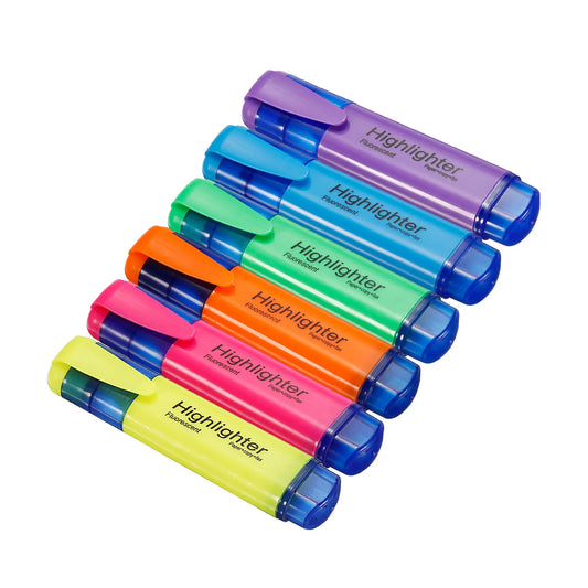 4Pc OR 6Pc Highlighter Fluorescent Pens Broad Tip Writing Marker Pens for Art Drawing Doodling Marking Office Stationery School Supply