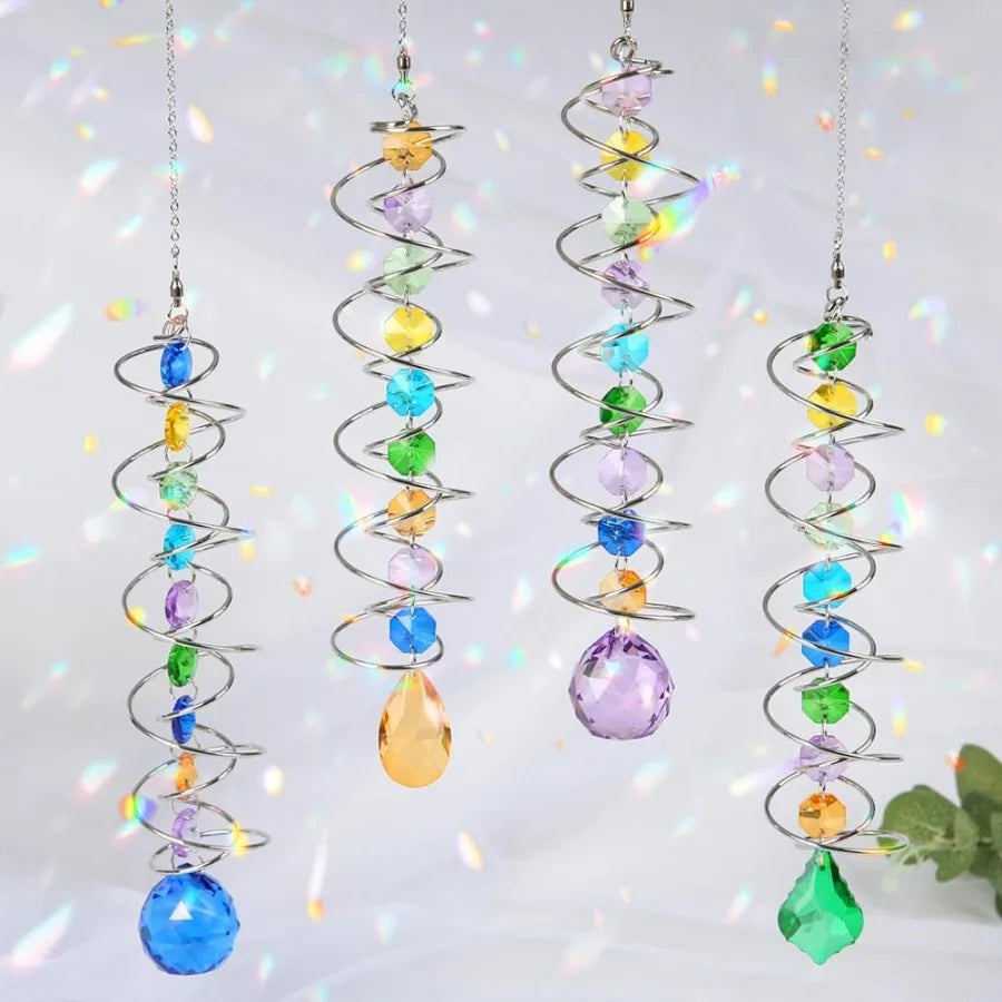 Sun Catchers 4 Pcs Crystal Suncatchers for Indoor Windows Hanging Decorative Crystals Ball Prism for Yard and Garden Indoor Hom