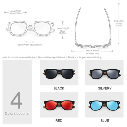 Natural Wooden Classic Sunglasses Polarized Mirrored UV400
