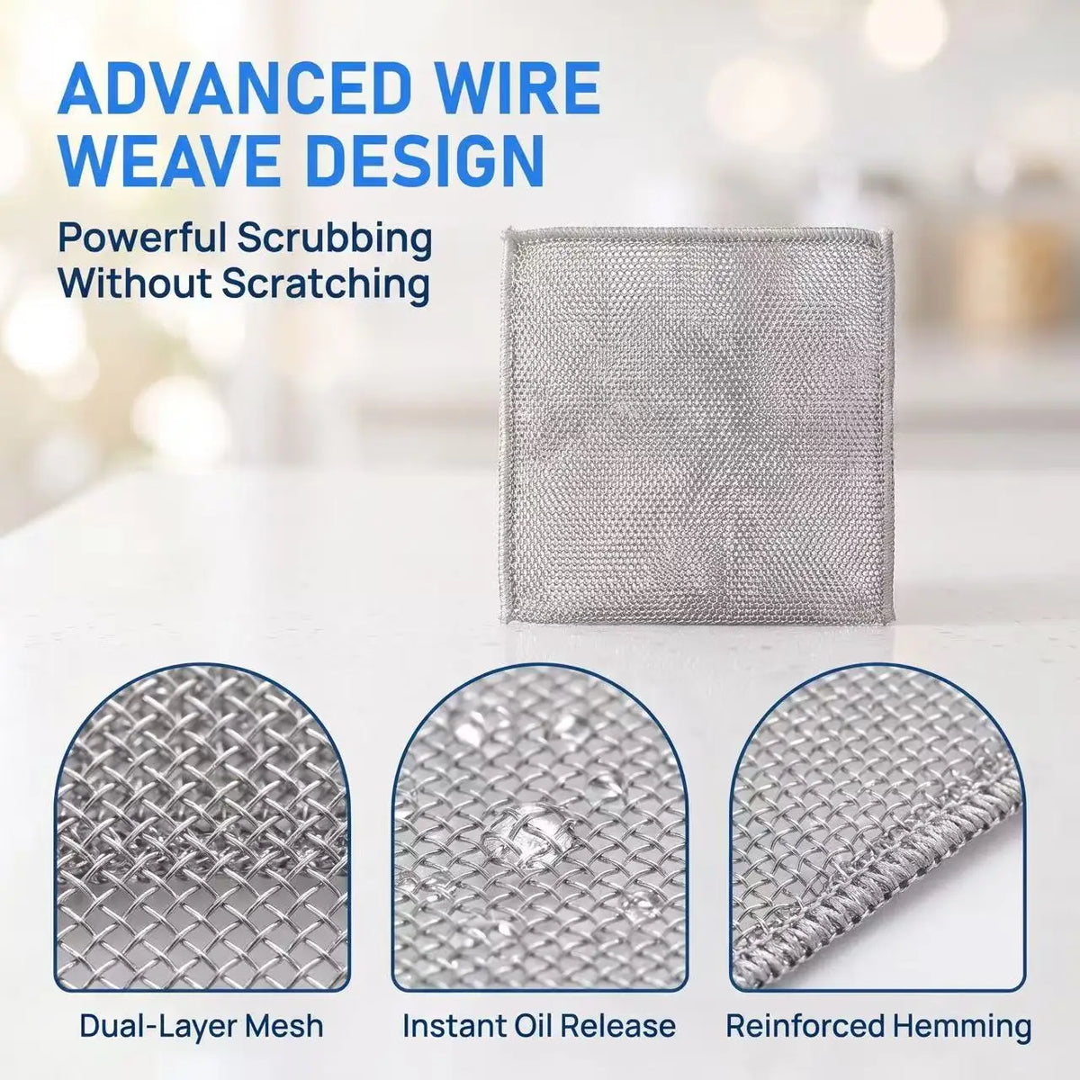 Multi-Pack Heavy‑duty mesh cleaning cloths for dishes pans sinks and stovetops
