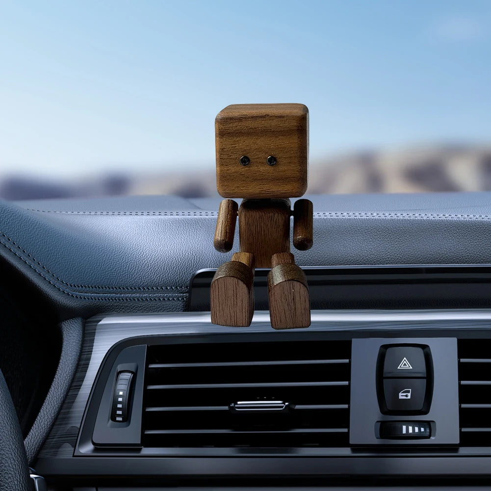 Handmade Shaking Feet Doll Funny Wood Desktop Decor Creative Wooden Man Figurine Handcrafted Statue for Car Dashboard Decor