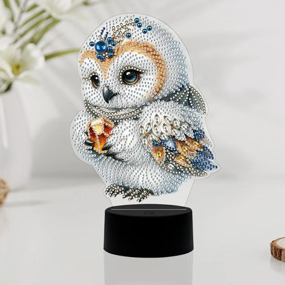 DIY Diamonds Painting Animals Table Lamp Handmade Diamond Mosaic Lamp LED Diamond Embroidery Night Lamp for Office Desktop Decor