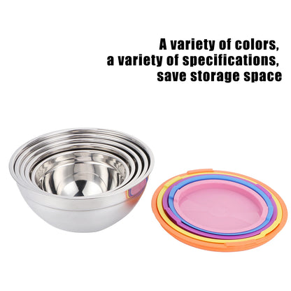5pcs/set Stainless Steel Mixing Bowl Food Storage Preservation Box with Lids Cookware for Home Kitchen