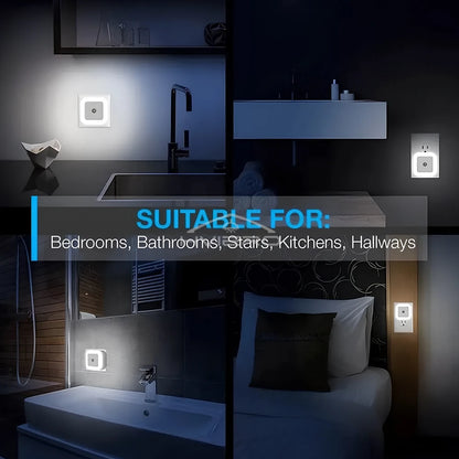 LED Night Lights Motion Sensor Smart Bulbs Plug Operated Bedside Square Wall Lamps Room Hallway Pathway Toilet Homes Lighting