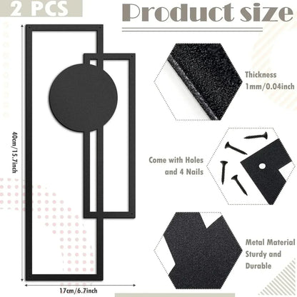 2Pcs Abstract Metal Wall Decor – Minimalist Vertical Geometric Sculptures for Sophisticated Spaces