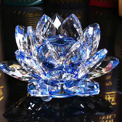 Crystal Lotus Flower Figurines Flower Crafts Glass Car Figurines for Tabletop Centerpiece Home Office