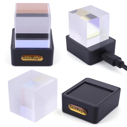 Crystal Cube Photo Display Holographic Desktop Smart Weather Station Digital Clock with GIF Animations Album
