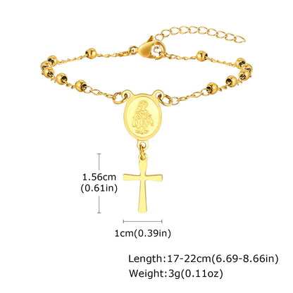316L Stainless Steel Cross Bracelet for Women, Adjustable Chain Religious Christian Jewelry Daily Wear 2025 Trendy
