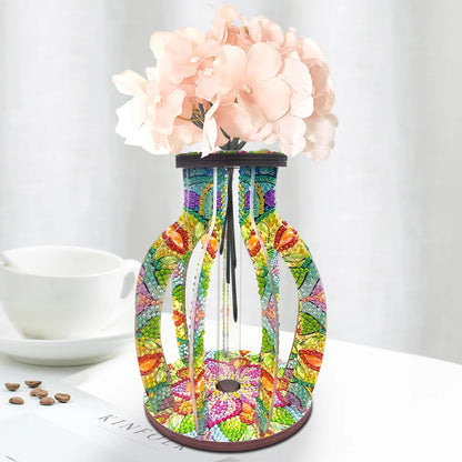 Wood Flower Diamond Painting Tabletop Ornaments Kit Desktop Diamond Art Kits Rhinestones Desktop Ornaments for Home Office Decor