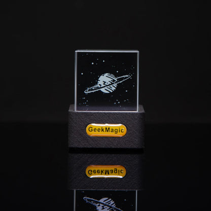 Crystal Cube Photo Display Holographic Desktop Smart Weather Station Digital Clock with GIF Animations Album