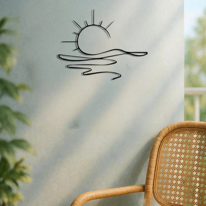"Minimalist Sunrise Metal Wall Art – Abstract Sun Design, Modern Home Decor & Versatile Gift"