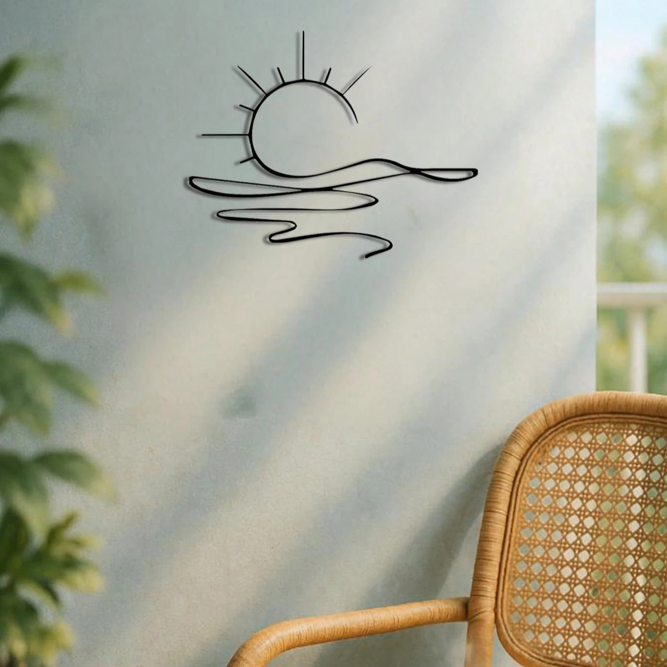 "Minimalist Sunrise Metal Wall Art – Abstract Sun Design, Modern Home Decor & Versatile Gift"