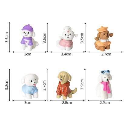 6PCS Desk Accessories Figurines Miniatures Cute Simulation Dog Pomeranian Micro Landscape Ornaments For Home Decoration