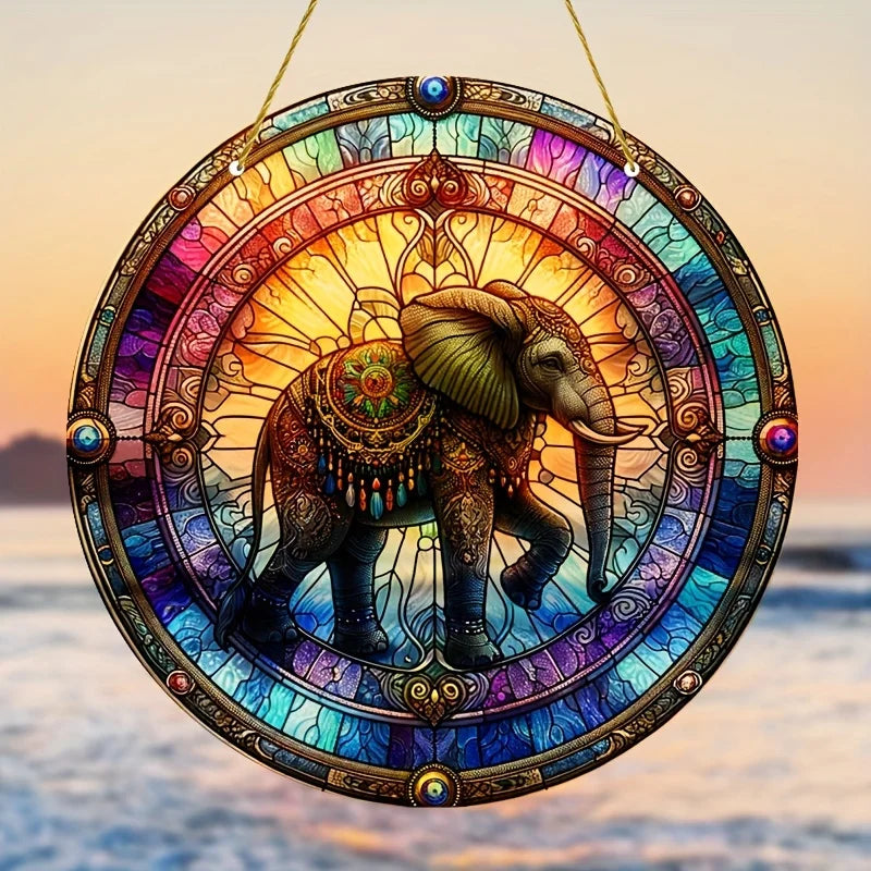 1pc Elephant Suncatcher - 2D Acrylic Window Hanging for Home & Garden Decor