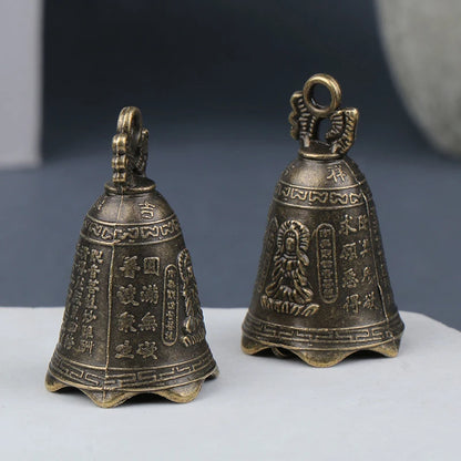 2Pcs Retro China's Mini Bronze Sculpture Pray Buddha Feng Shui Bell Home Garden Decorative Wind Bells Car Pendant Accessories