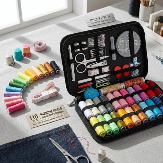 Portable Sewing Kit 68Pcs or 98Pcs, Multi-color Polyester Thread &amp; Tools Set, Compact Zipper Case for Home Travel Garment Repair