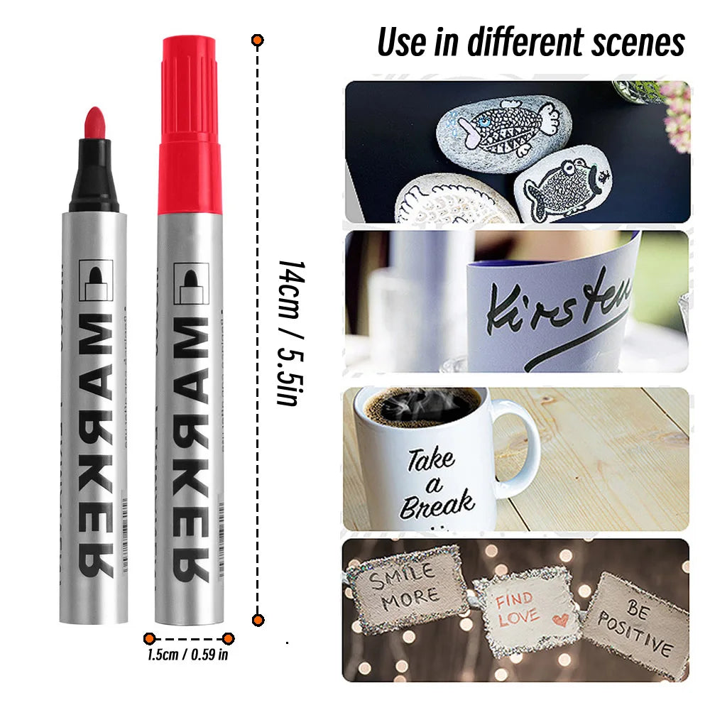 Permanent Paint Markers Waterproof Black Quick Drying Oil Based Pen
