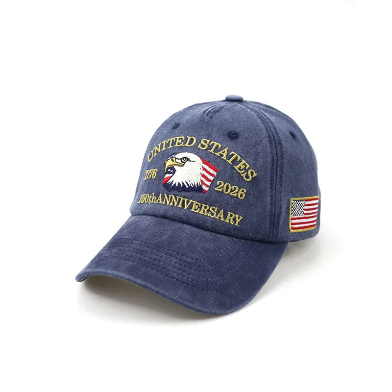 USA 250 Years Anniversary Eagle Embroidery American Flag Baseball Cap 1776-2026 Independence Day