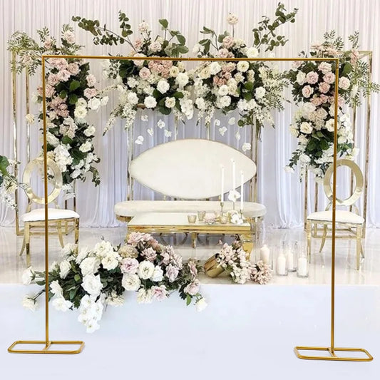 Gold Wedding Decoration Arch Door Square Metal Flower Rack with Bases Background Decorative Frame Party Wedding Supplies