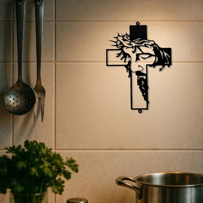 Premium 11.8Inch Jesus Metal Cross Wall Hanging–Rustic Christian Home Decor for Indoor&Outdoor Walls,Faith-Based Art for Bedroom