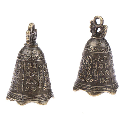 2Pcs Retro China's Mini Bronze Sculpture Pray Buddha Feng Shui Bell Home Garden Decorative Wind Bells Car Pendant Accessories