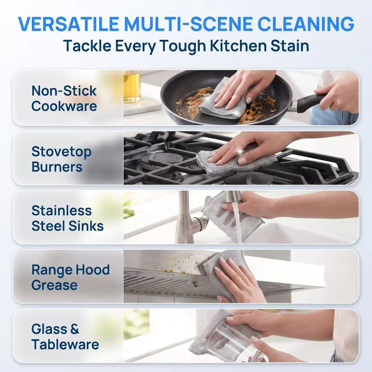 Multi-Pack Heavy‑duty mesh cleaning cloths for dishes pans sinks and stovetops
